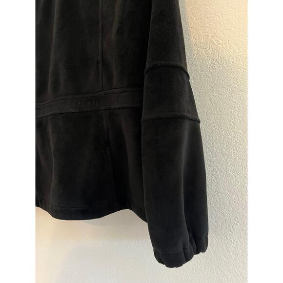 Kristen Blake Plush Fleece Zip Up Jacket Womens Medium Black Velour Cinch Waist - Picture 14 of 16